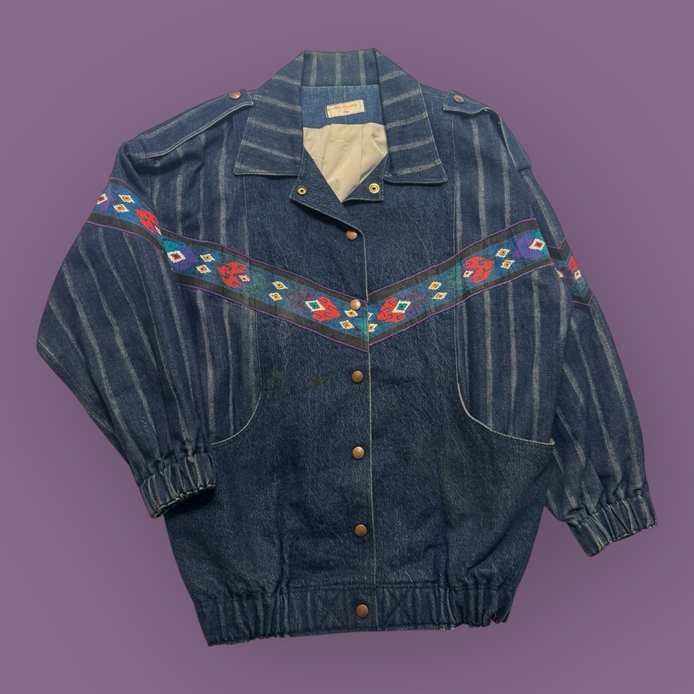Vintage 70’s Handmade Aztec Western Denim Jacket